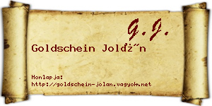 Goldschein Jolán névjegykártya